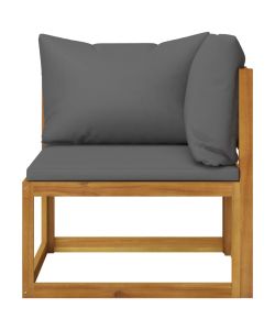 Set Divani da Giardino 2 pz con Cuscini Grigio Scuro in Acacia