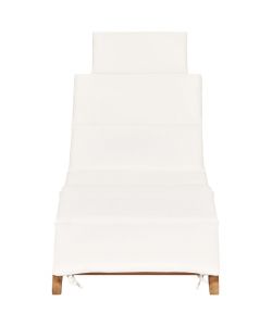 Lettino Prendisole Pieghevole con Cuscino Bianco Crema in Teak