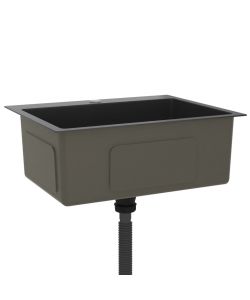 Lavello da Cucina 1 vasca Nero Acciaio Inox 55x44x20 cm
