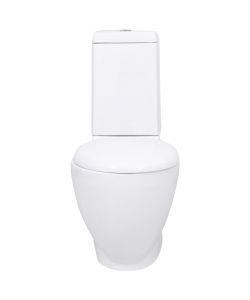Vaso WC in Ceramica da Bagno Rotondo Base con Scarico Bianco