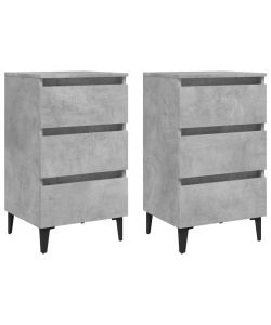 vidaXL Comodino Chic Grigio Cemento con Gambe in Metallo 40x35x69 cm