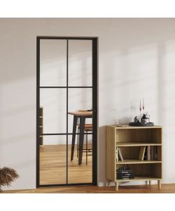 Porta da Interno ESG Vetro e Alluminio 83x201,5 cm Nera 151203