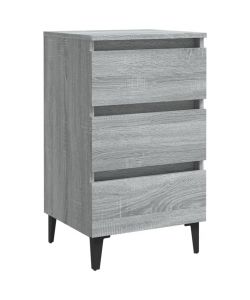 vidaXL Comodino Grigio Sonoma 40x35x69 cm con Gambe in Metallo - Mobile da Letto Chic