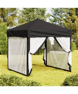 Tenda per Feste Pieghevole con Pareti Laterali Nero 2x2 m