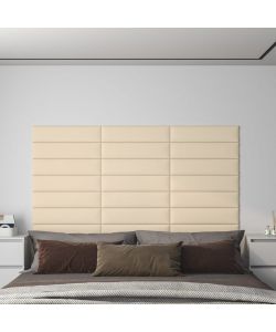 Pannelli Murali 12 pz Crema 60x15 cm Tessuto 1,08 mq