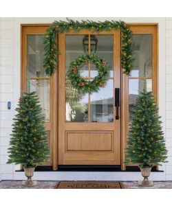 vidaXL Set Alberi di Natale Artificiali con LED - Verde - 120 cm
