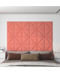 Pannelli Murali 12 pz Rosa 30x30 cm Velluto 0,54 mq