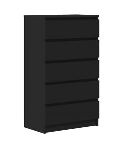 vidaXL Cassettiera Elegante in Legno Multistrato Nero - 60x36x103 cm