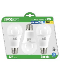 Lampadine luce calda LED goccia E27 15W set 3 pezzi